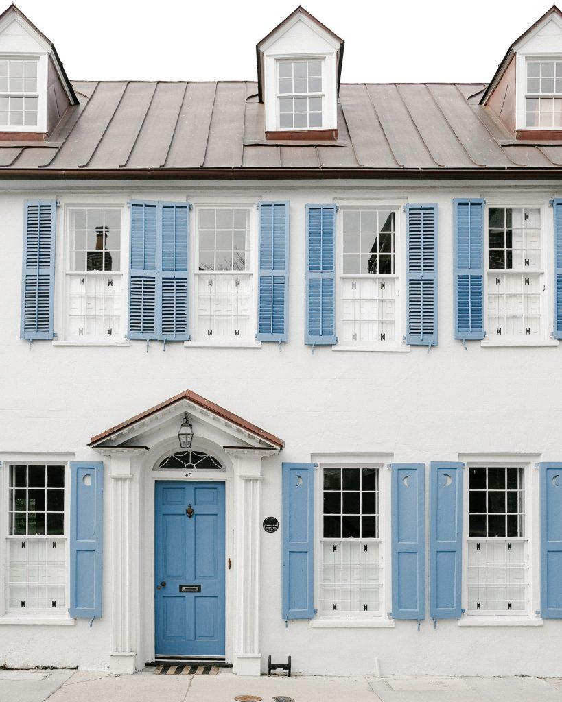 light blue shutters, shutter colors