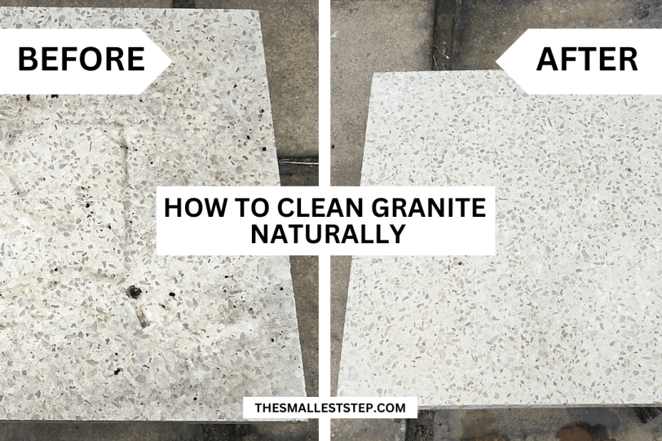 how to clean granite countertops naturally, tutorial on cleaning granite countertops